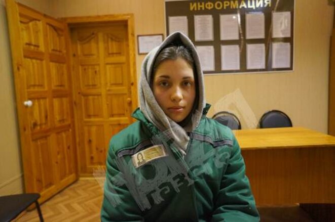 Nadedja Tolokonnikova dans le camp de Mordovi, il y a quelques mois. © DR